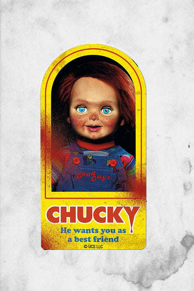 chucky horror themed fridge magnet