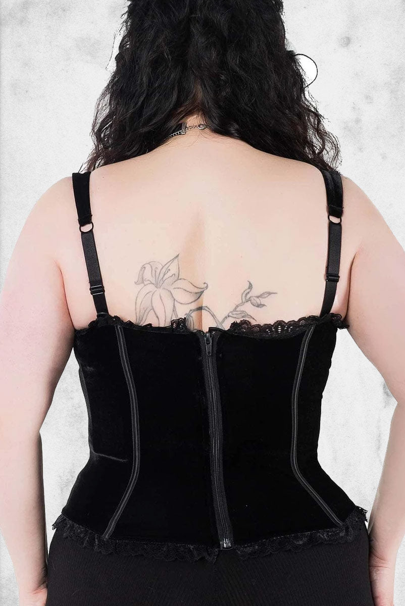 Women's top (corset) KILLSTAR - Cadaver Zip Top - BLACK