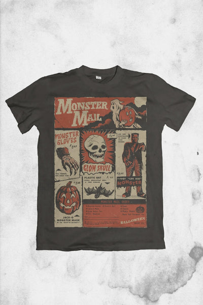 vintage halloween themed t-shirt monster mail 