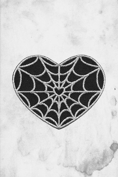 spiderweb heart patch iron-on