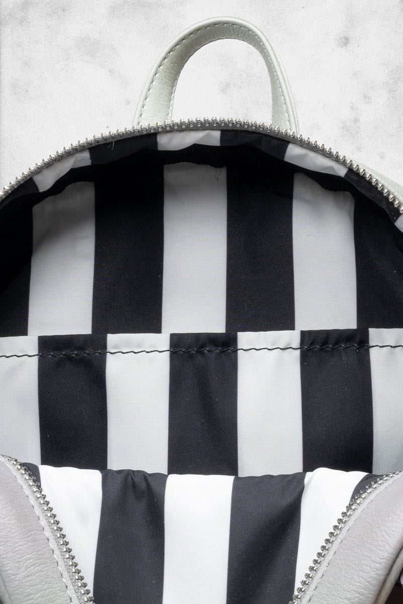 black & white mushroom moth mini backpack Beetlejuice Tombstone Glow in the Dark Mini Backpack
