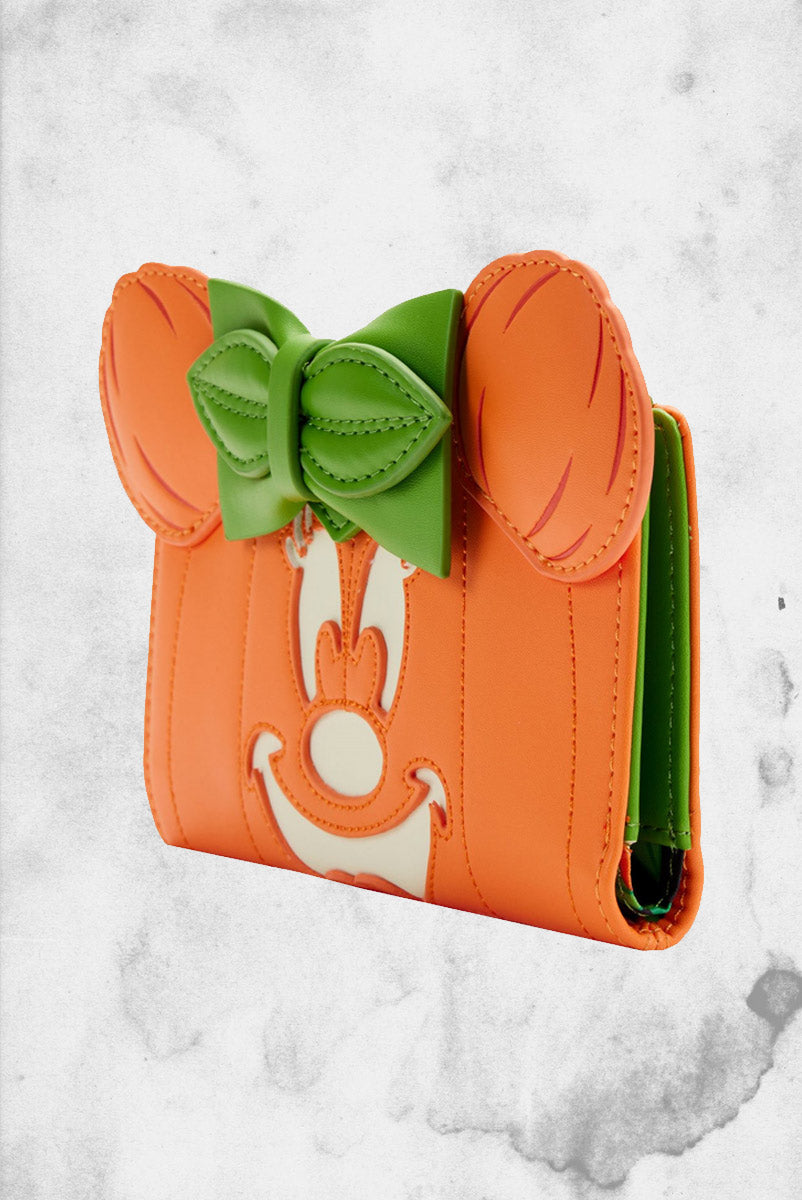 LOUNGEFLY MINNIE GLOW PUMPKIN outlet CROSSBODY & MATCHING WALLET