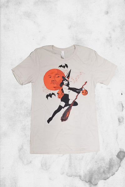 Bad Witch pin-up style vintage halloween t-shirt halloween shirt company design
