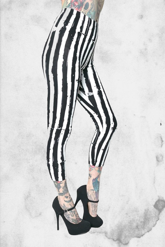 Ivory Black Striped Tights Style# 1202 | We Love Colors