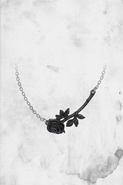 black rose horror goth necklace