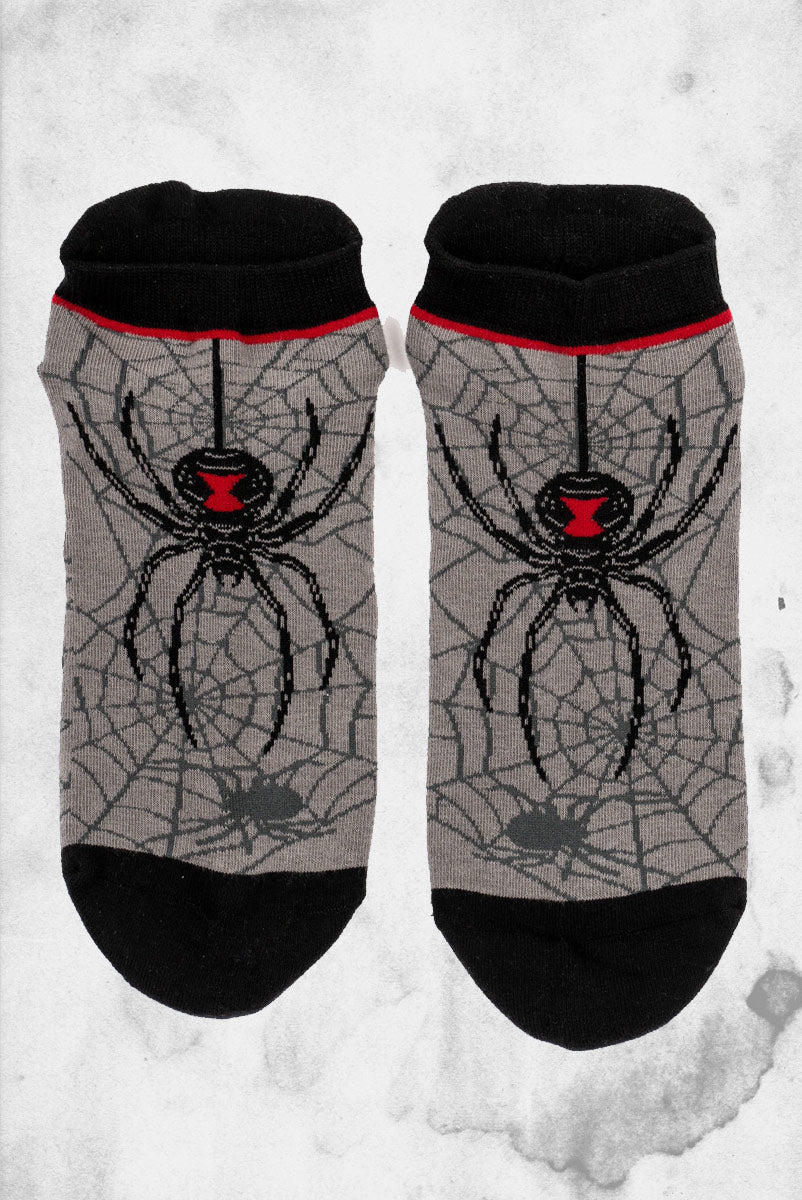 サマーセール☀️メタモルフォーゼ ハイカラ小町あみあげJSK 黒系 ソックス Black Widow Ankle Socks – Post Mortem Horror Bootique