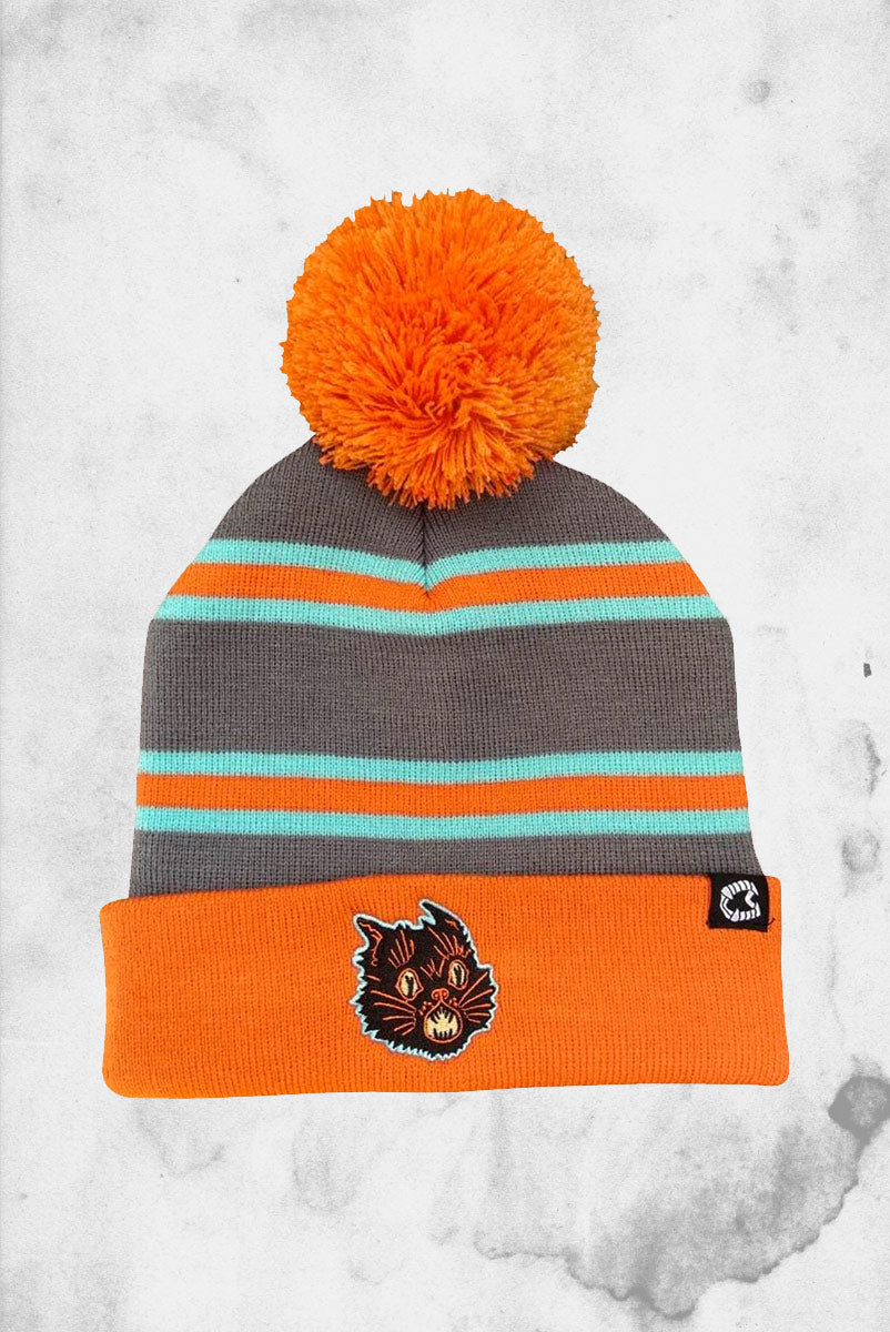 Hand Knit Black and Orange Bengals Beanie 