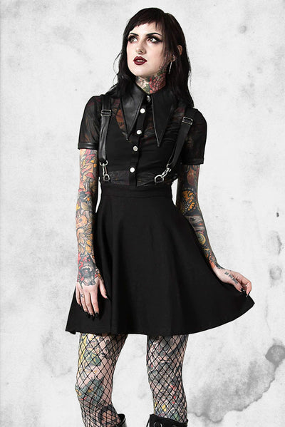 cosmic suspender goth black dress
