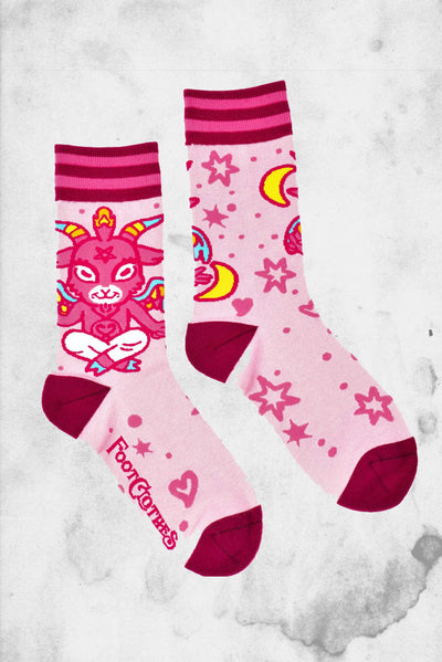 cute baphomet pink socks footclothes