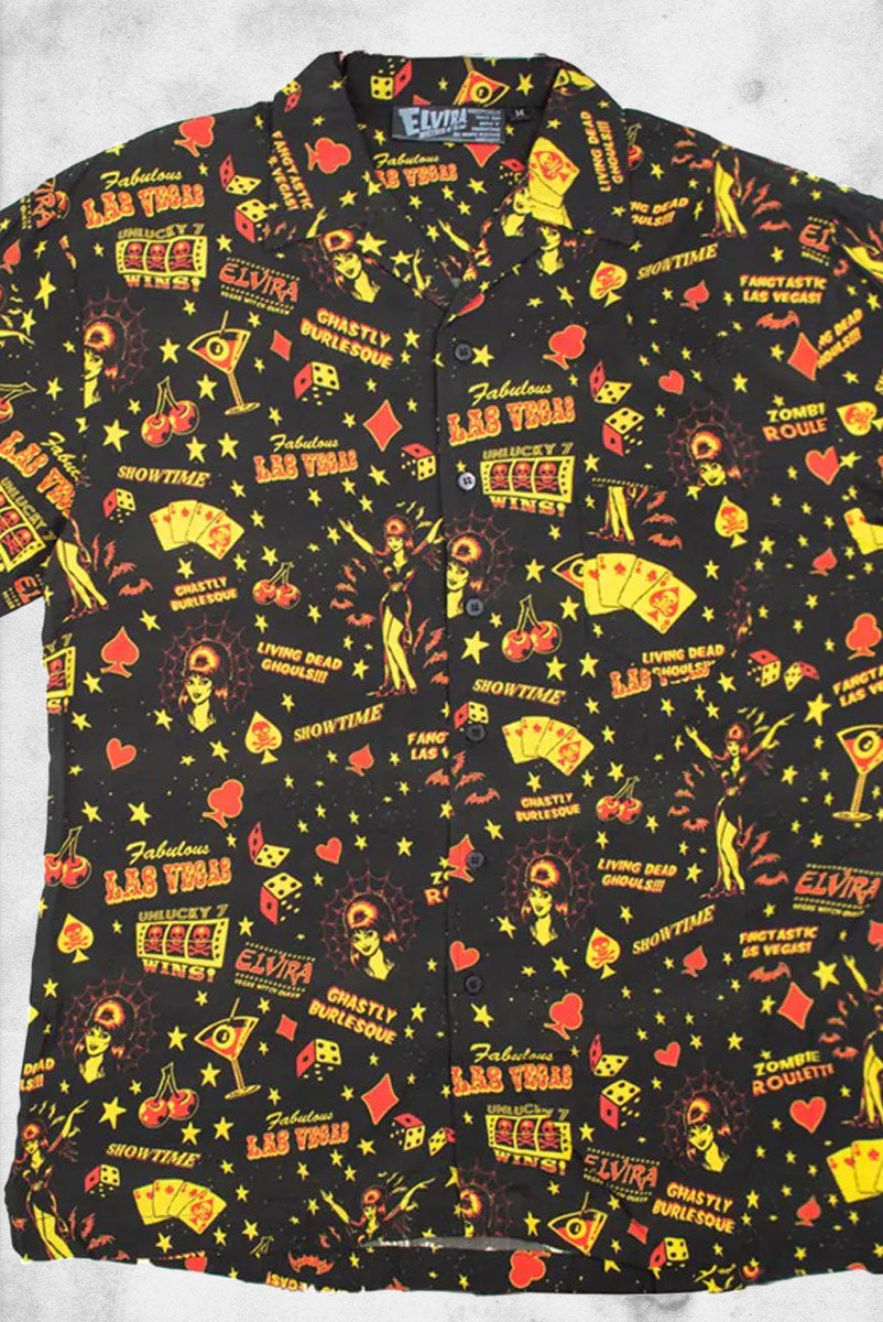 Elvira - Repeat Red Vegas Button-Up Shirt – Post Mortem Horror 