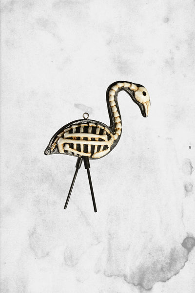 skeleton flamingo ornament