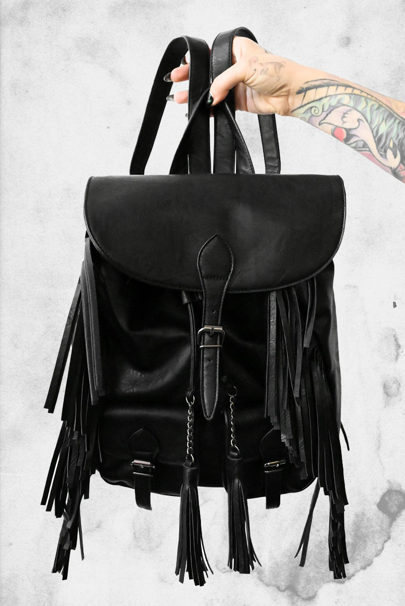 Black shop fringe backpack