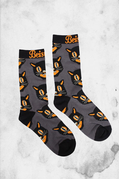 gray cat socks halloween bestle