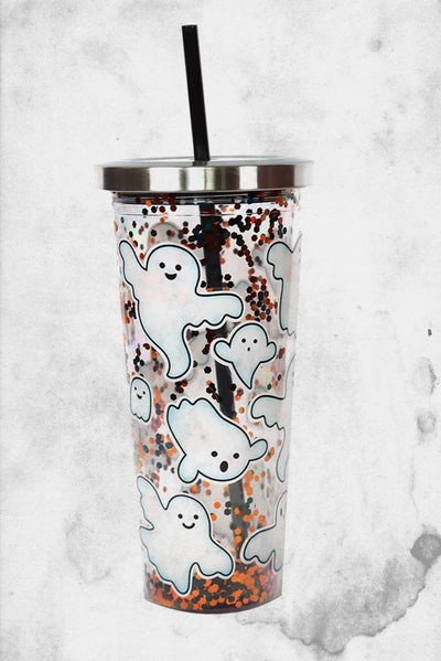 glitter ghost halloween tumbler cup