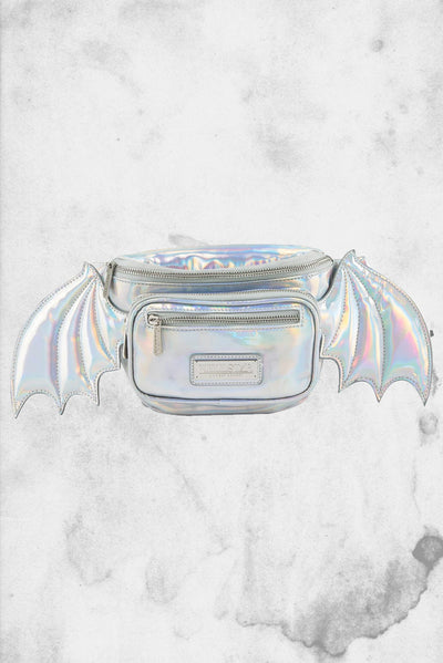 holographic pink fanny pack bat wings