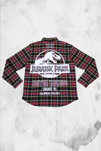 jurassic park universal studios flannel shirt cakeworthy