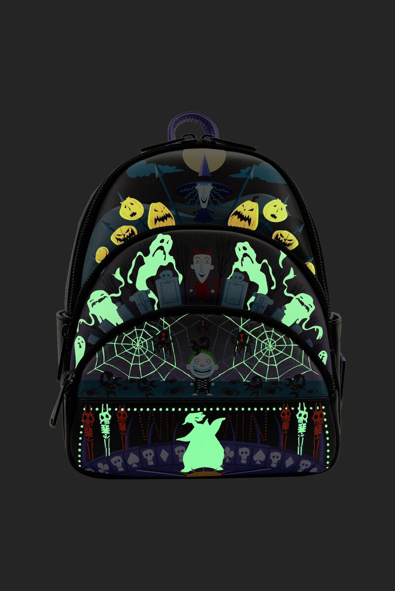 horror mini backpacks The Nightmare Before Christmas Glow Triple Pocket Mini Backpack