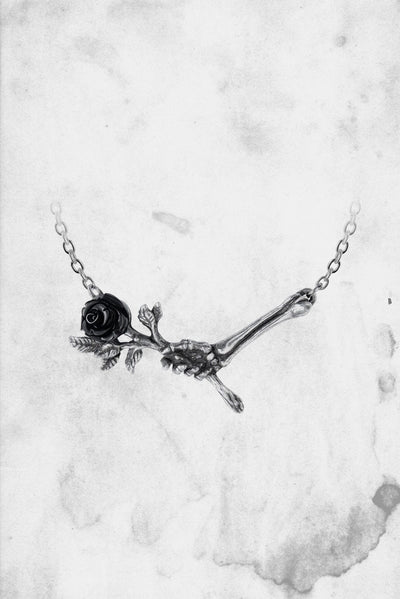 skeleton rose necklace love never dies