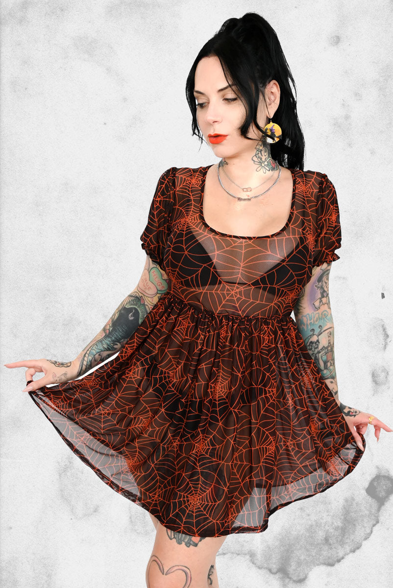 knee length dresses for ladies Current Mood Mesh Overlay Babydoll Dress main image 0