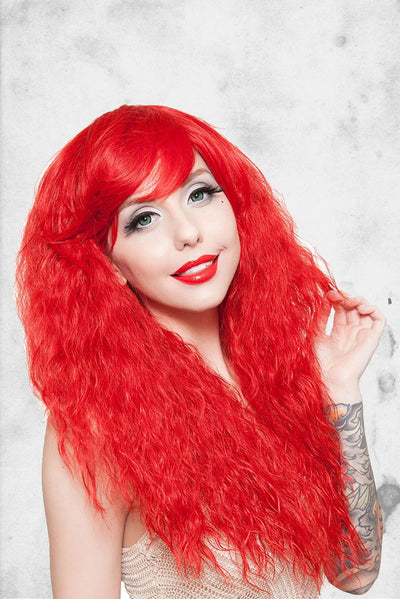 red crimson wig halloween cosplay