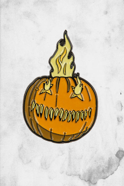 flaming pumpkin trick r treat pin