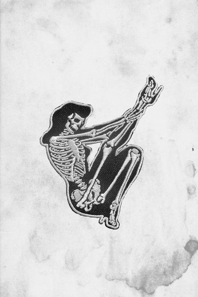 skeleton girl legs up iron on patch