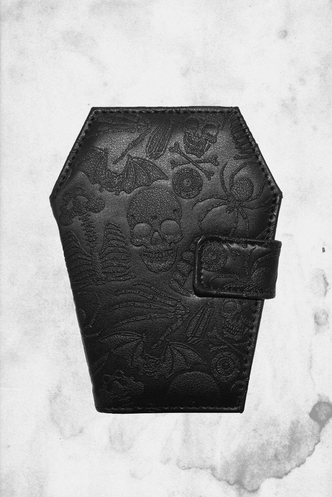 Coffin Collection Distressed Fabric Wallet Sugar Skulls coffin wallet selling goth wallet gothic wallet spooky wallet halloween wallet