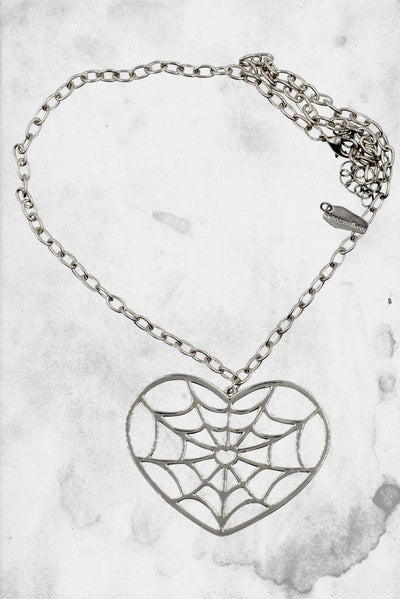 spiderweb heart necklace