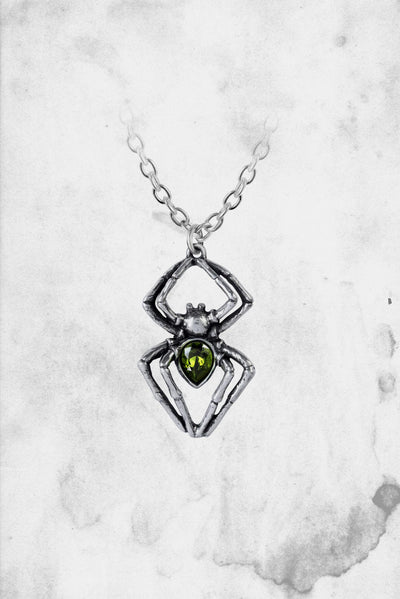 horror themed spider necklace