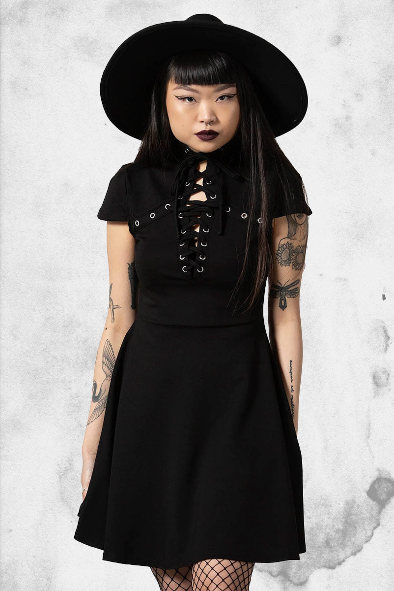 Tied Up Skater Dress Post Mortem Horror Bootique Tied Up Skater Dress Post Mortem Horror Bootique