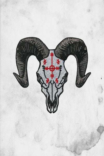 voodoo themed skull goat iron on patch kreespville