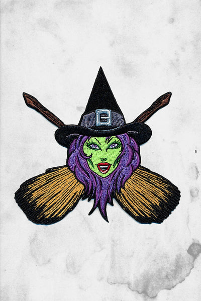 witch broom patch halloween iron on