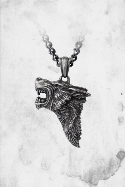 male wolf necklace