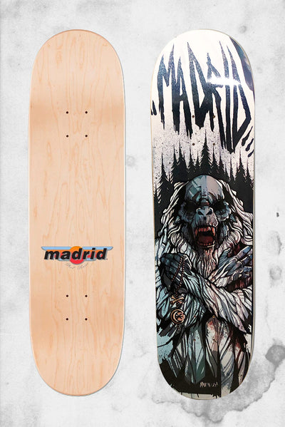 yeti themed horror skateboard