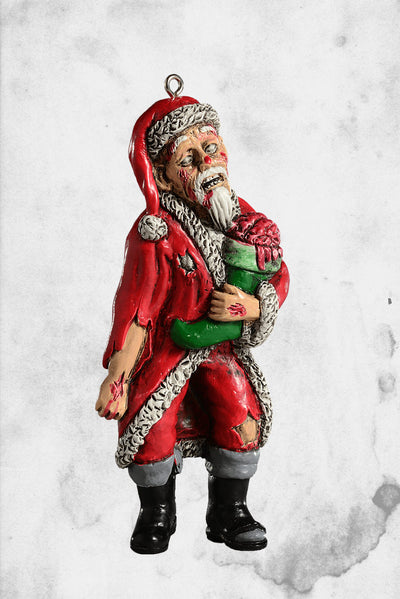 Zombie Santa christmas ornament